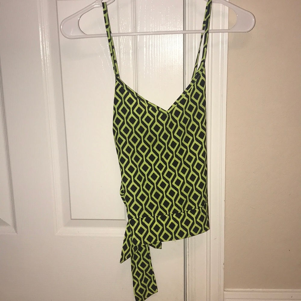Boutique green and black cross back top